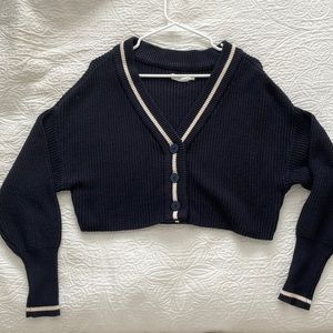 Oak and Fort Varsity Cropped Cardigan